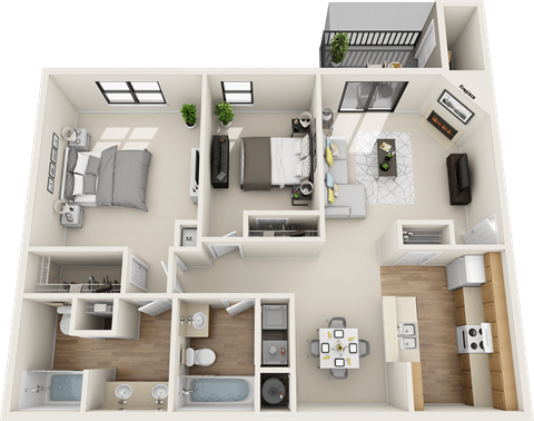 2 bedroom 2 bath floor plan B at St. Johns Forest Apartments, Florida, 32277